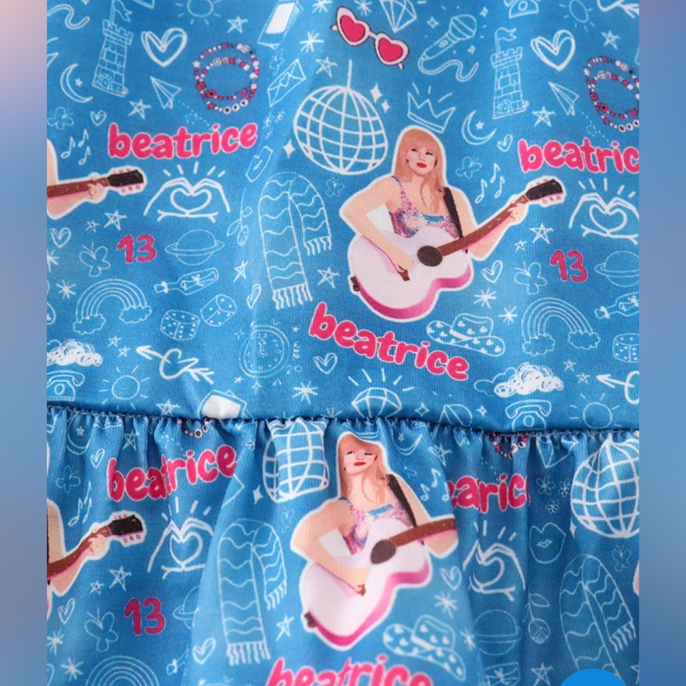 Blue music fan girl pajamas dress - Picture 4 of 5